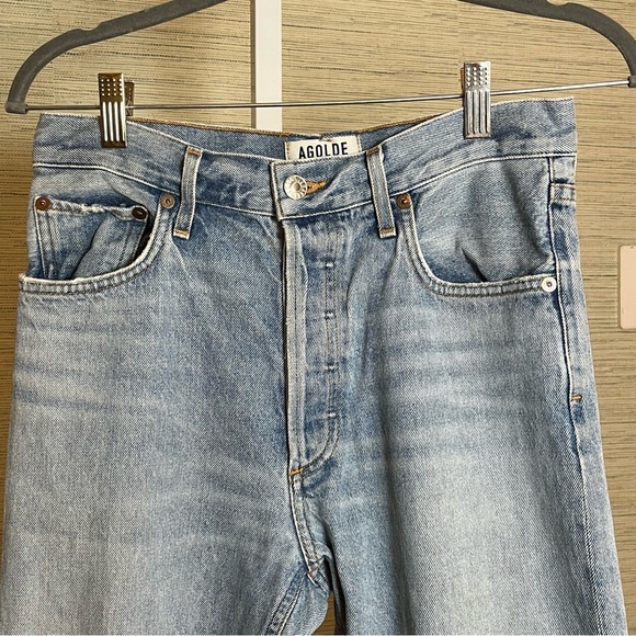 Agolde Straight Jeans Style A045B-2083 Light Wash Button Fly High Rise 28X27 - Picture 2 of 7